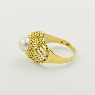 Perlenring aus 585 Gelbgold, nachhaltiger second hand Schmuck perfekt aufgearbeitet