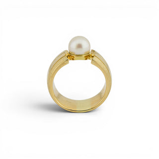 Perlenring aus 585 Gelbgold, nachhaltiger second hand Schmuck perfekt aufgearbeitet