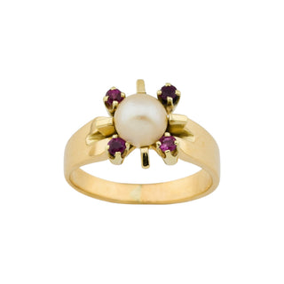 Perlenring aus 585 Gelbgold mit Rubin, nachhaltiger second-hand Schmuck perfekt aufgearbeitet