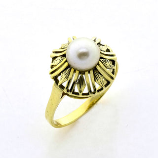 Perlenring aus 585 Gelbgold, nachhaltiger second hand Schmuck perfekt aufgearbeitet