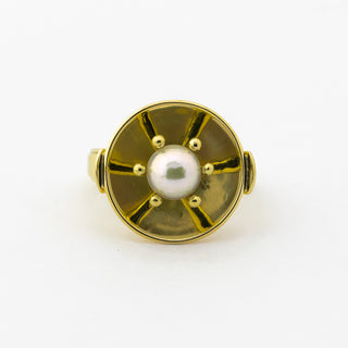 Ring aus 585 Gelbgold mit Perle, hochwertiger second hand Schmuck perfekt aufgearbeitet