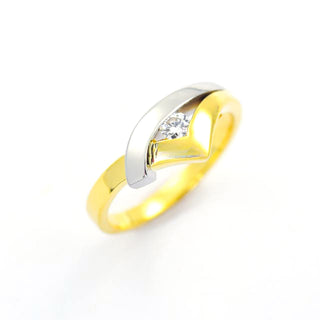 Brillantring aus 585 Gelbgold/Platin, nachhaltiger second hand Schmuck perfekt aufgearbeitet