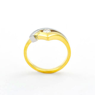 Brillantring aus 585 Gelbgold/Platin, nachhaltiger second hand Schmuck perfekt aufgearbeitet