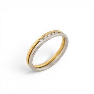 Brillantring aus 750 Gelbgold/Platin, nachhaltiger second-hand Schmuck perfekt aufgearbeitet