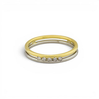 Brillantring aus 750 Gelbgold/Platin, nachhaltiger second-hand Schmuck perfekt aufgearbeitet