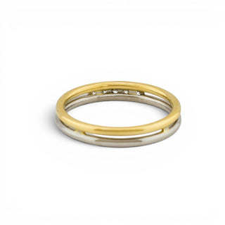 Brillantring aus 750 Gelbgold/Platin, nachhaltiger second-hand Schmuck perfekt aufgearbeitet