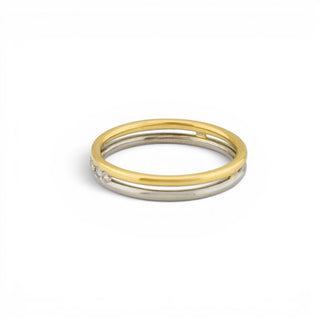 Brillantring aus 750 Gelbgold/Platin, nachhaltiger second-hand Schmuck perfekt aufgearbeitet