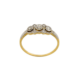 Diamantring aus 585 Gelbgold/Platin, nachhaltiger second hand Schmuck perfekt aufgearbeitet