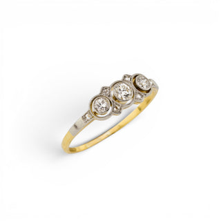Diamantring aus 585 Gelbgold/Platin, nachhaltiger second hand Schmuck perfekt aufgearbeitet