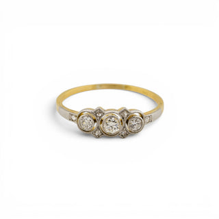 Diamantring aus 585 Gelbgold/Platin, nachhaltiger second hand Schmuck perfekt aufgearbeitet