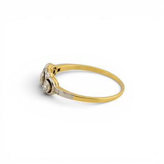 Diamantring aus 585 Gelbgold/Platin, nachhaltiger second hand Schmuck perfekt aufgearbeitet