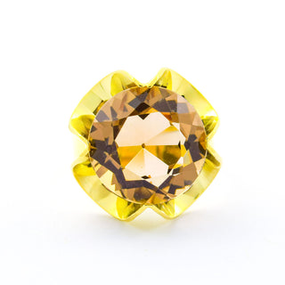 Ring aus 585 Gelbgold mit Rauchquarz, nachhaltiger second hand Schmuck perfekt aufgearbeitet