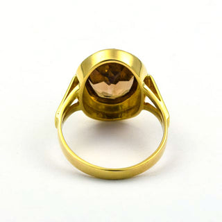 Ring aus 585 Gelbgold mit Rauchquarz, nachhaltiger second hand Schmuck perfekt aufgearbeitet