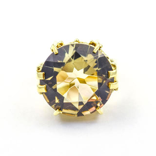 Ring aus 585 Gelbgold mit Rauchquarz, nachhaltiger second hand Schmuck perfekt aufgearbeitet