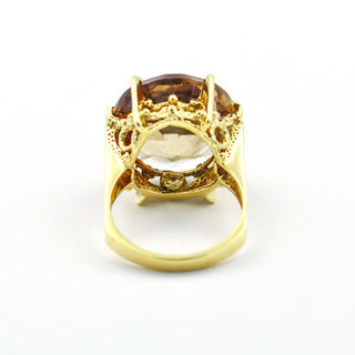 Ring aus 585 Gelbgold mit Rauchquarz, nachhaltiger second hand Schmuck perfekt aufgearbeitet