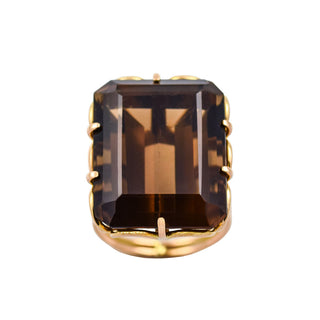 Ring aus 585 Gelbgold mit Rauchquarz, nachhaltiger second hand Schmuck perfekt aufgearbeitet
