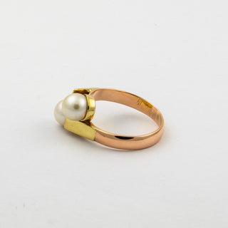 Perlring aus 585 Gelb- und Roségold, nachhaltiger second hand Schmuck perfekt aufgearbeitet