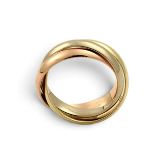Ring aus 585 Gelb-, Rosé- und Weißgold, nachhaltiger second-hand Schmuck perfekt aufgearbeitet