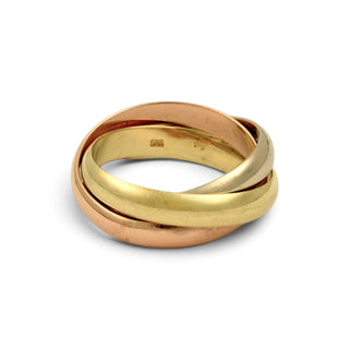 Ring aus 585 Gelb-, Rosé- und Weißgold, nachhaltiger second-hand Schmuck perfekt aufgearbeitet