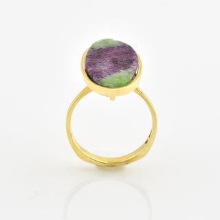 Rubinring aus 585 Gelbgold, nachhaltiger second hand Schmuck perfekt aufgearbeitet