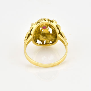 Rubinring aus 585 Gelbgold, nachhaltiger second hand Schmuck perfekt aufgearbeitet