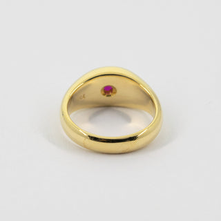 Rubinring aus 750 Gelbgold, hochwertiger second hand Schmuck perfekt aufgearbeitet
