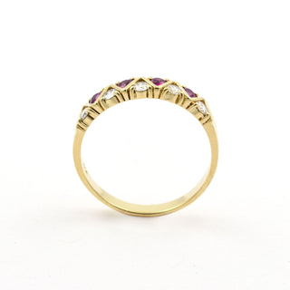 Rubinring aus 585 Gelbgold mit Brillant, nachhaltiger second hand Schmuck perfekt aufgearbeitet