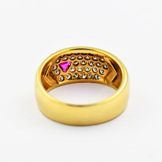 Rubinring aus 585 Gelbgold mit Brillant, nachhaltiger second hand Schmuck perfekt aufgearbeitet