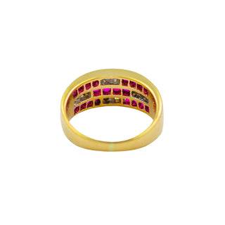 Rubinring aus 585 Gelbgold mit Brillant, nachhaltiger second hand Schmuck perfekt aufgearbeitet