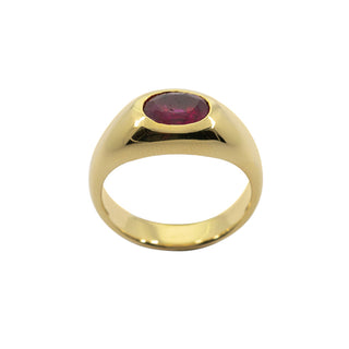 Rubinring aus 750 Gelbgold, hochwertiger second hand Schmuck perfekt aufgearbeitet
