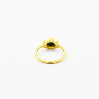 Ring aus 585 Gelbgold mit Saphir, nachhaltiger second hand Schmuck perfekt aufgearbeitet
