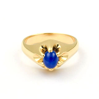 Saphirring aus 585 Gelbgold, nachhaltiger second hand Schmuck perfekt aufgearbeitet