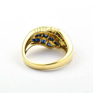 Saphirring aus 750 Gelbgold mit Brillant, nachhaltiger second hand Schmuck perfekt aufgearbeitet