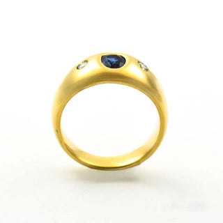 Saphirring aus 750 Gelbgold mit Brillant, nachhaltiger second hand Schmuck perfekt aufgearbeitet