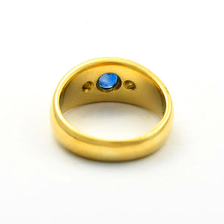 Saphirring aus 750 Gelbgold mit Brillant, nachhaltiger second hand Schmuck perfekt aufgearbeitet