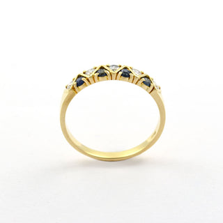 Saphirring aus 585 Gelbgold mit Brillant, nachhaltiger second hand Schmuck perfekt aufgearbeitet