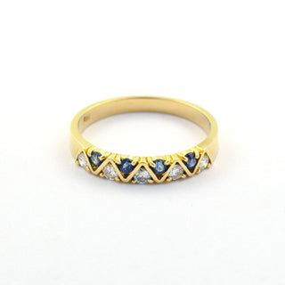 Saphirring aus 585 Gelbgold mit Brillant, nachhaltiger second hand Schmuck perfekt aufgearbeitet