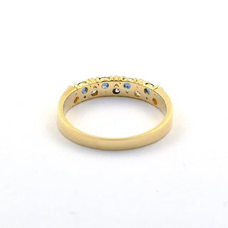 Saphirring aus 585 Gelbgold mit Brillant, nachhaltiger second hand Schmuck perfekt aufgearbeitet