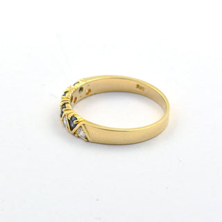 Saphirring aus 585 Gelbgold mit Brillant, nachhaltiger second hand Schmuck perfekt aufgearbeitet