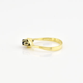 Saphirring aus 585 Gelbgold mit Brillant, nachhaltiger second hand Schmuck perfekt aufgearbeitet
