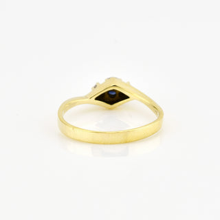 Saphirring aus 585 Gelbgold mit Brillant, nachhaltiger second hand Schmuck perfekt aufgearbeitet