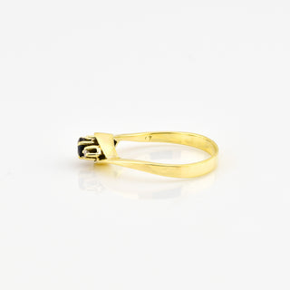 Saphirring aus 585 Gelbgold mit Brillant, nachhaltiger second hand Schmuck perfekt aufgearbeitet