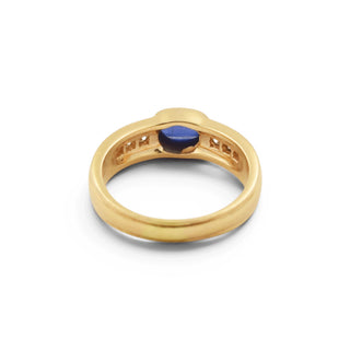 Saphirring aus 585 Gelbgold mit Brillant, nachhaltiger second-hand Schmuck perfekt aufgearbeitet