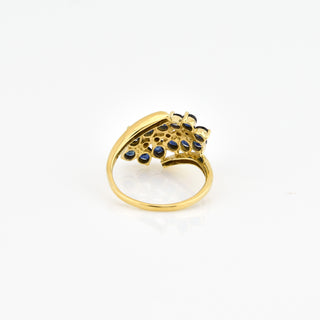 Saphirring aus 585 Gelbgold mit Brillant, nachhaltiger second hand Schmuck perfekt aufgearbeitet