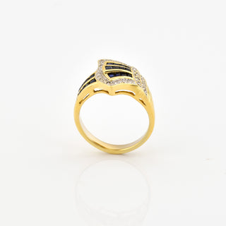 Saphirring aus 750 Gelbgold mit Brillant, nachhaltiger second hand Schmuck perfekt aufgearbeitet