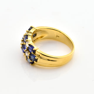 Saphirring aus 750 Gelbgold mit Brillant, nachhaltiger second hand Schmuck perfekt aufgearbeitet