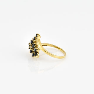 Saphirring aus 585 Gelbgold mit Brillant, nachhaltiger second hand Schmuck perfekt aufgearbeitet