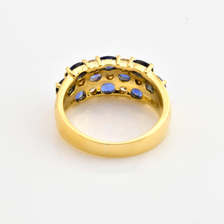 Saphirring aus 750 Gelbgold mit Brillant, nachhaltiger second hand Schmuck perfekt aufgearbeitet