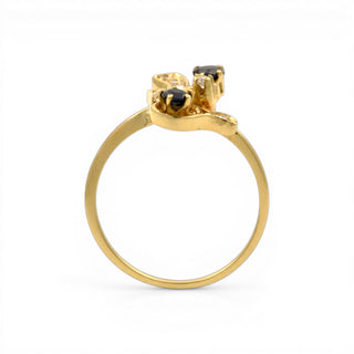 Saphirring aus 800 Gelbgold mit Diamant, nachhaltiger second hand Schmuck perfekt aufgearbeitet