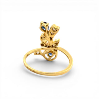 Saphirring aus 800 Gelbgold mit Diamant, nachhaltiger second hand Schmuck perfekt aufgearbeitet
